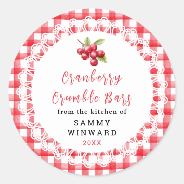 Hemlagad Cranberry Crumble Bar Etikett (Framsida)