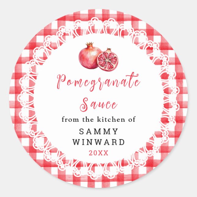 Hemlagad Granatäppelsås Etikett (Framsida)