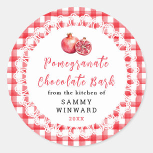 Hemlagad Granatäpple Chokladbark Etikett