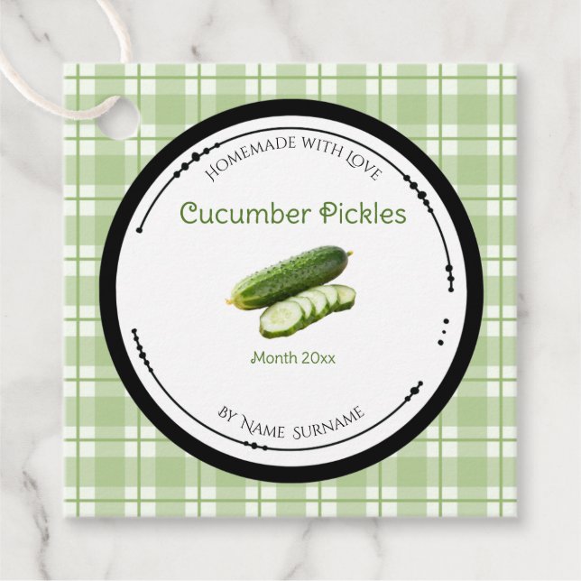 Hemlagad Gurka Pickle Grön Etikett Hängande Märke (Framsida)
