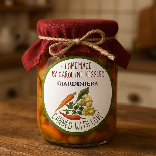 Hemlagad Inlagd Giardiniera Konserverings Etikett