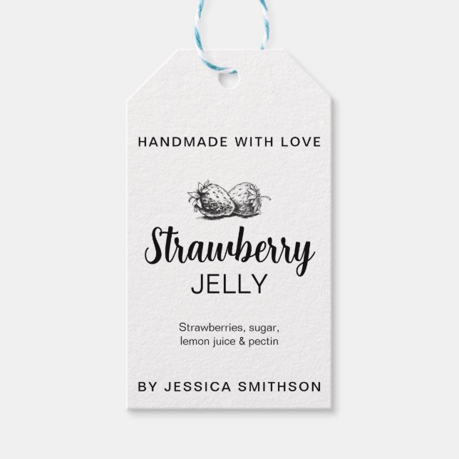 Hemlagad jordgubbssylt etikett STRAW01tag (Framsidan)