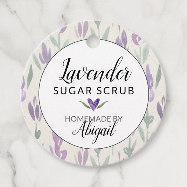 Hemlagad Lavendel Badsalt eller Socker Skrubb Gåvor Etiketter (Framsida)