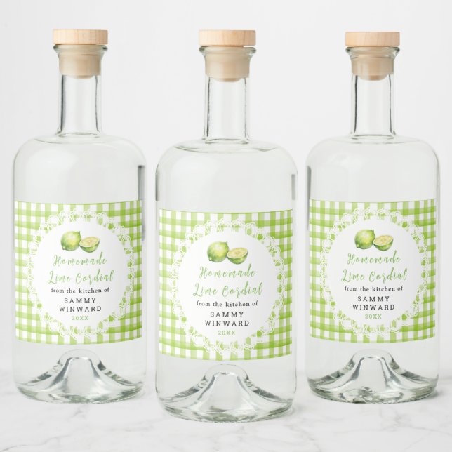 Hemlagad Lime Cordial Flasketikett Spritflaskor Etikett (Flaskor)