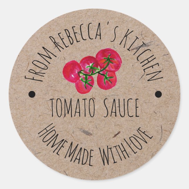 Hemlagad med Kärlek Kraft Papper Tomatsås Etikett (Framsida)