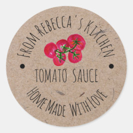 Hemlagad med Kärlek Kraft Papper Tomatsås Etikett