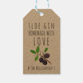 Hemlagad med kärlek Slån Gin Kraftpapper Presentetikett