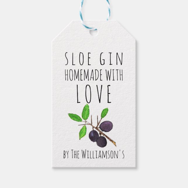 Hemlagad med kärlek Slån Gin Kraftpapper Presentetikett (Framsidan)