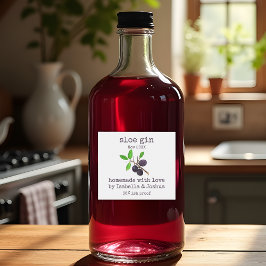 Hemlagad med kärlek Sloe Gin-etikett Spritflaskor Etikett