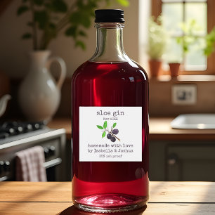 Hemlagad med kärlek Sloe Gin-etikett Spritflaskor Etikett