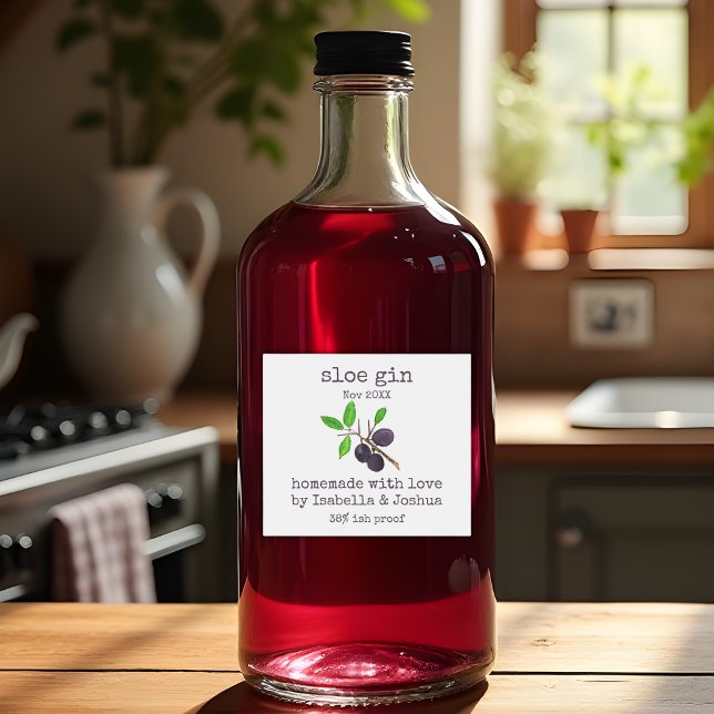 Hemlagad med kärlek Sloe Gin-etikett Spritflaskor Etikett (Skapare uppladdad)