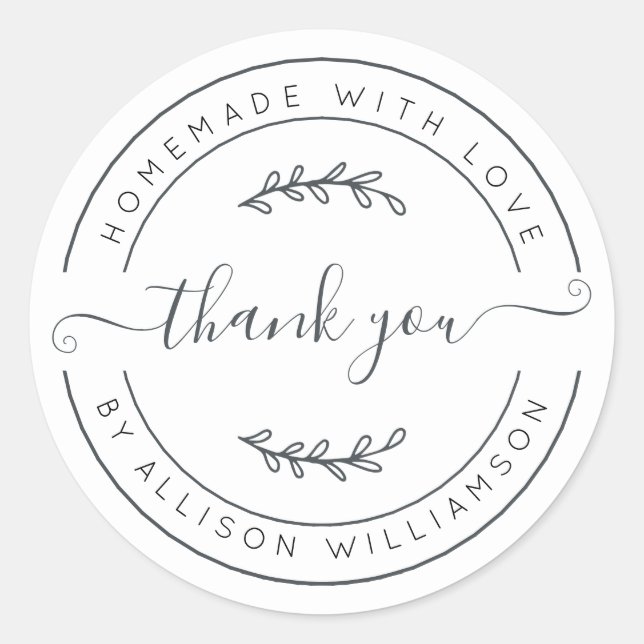 Hemlagad Med Kärlek Tack Etikett (Framsida)