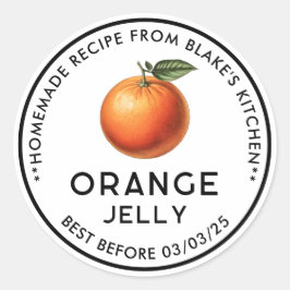Hemlagad orange gelékonserveringsetikett runt klistermärke