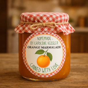 Hemlagad Orange Marmalade Etikettsblad för Konserv Runt Klistermärke
