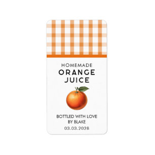Hemlagad orangejuiceetikett med rutigt mönster adressetikett