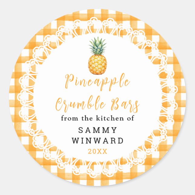 Hemlagad Pineapple Crumble Bar Etikett (Framsida)
