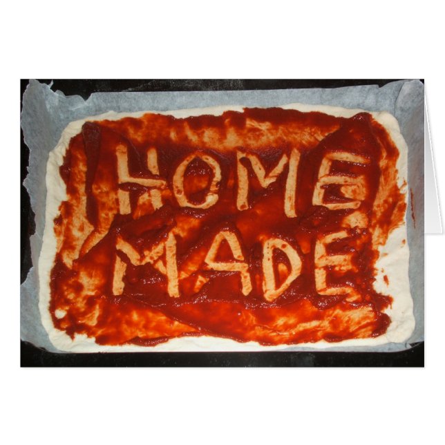 Hemlagad Pizza baserar det hopfällbara kortet Hälsningskort (Framsidan Horizontal)