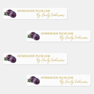 Hemlagad Plommonmarmelad Tunn Etikett