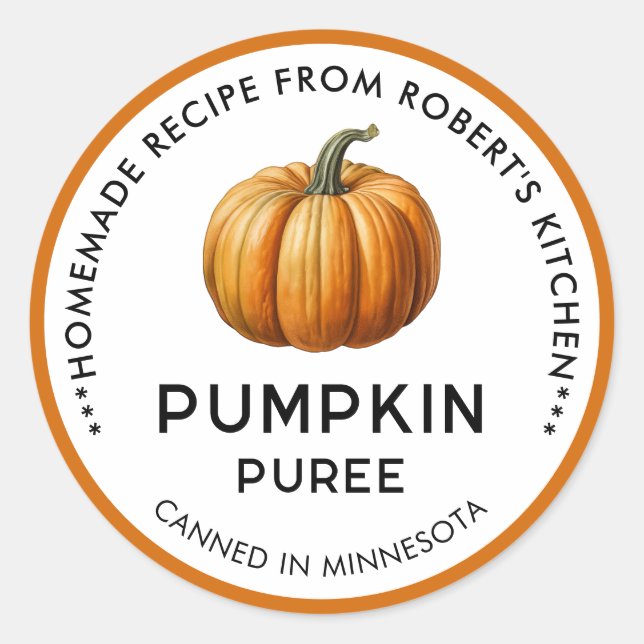 Hemlagad pumpapuré förvaringsburk Etiketter (Framsida)