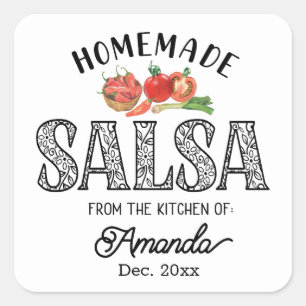Hemlagad Salsa Från Namns Kök Burklock Fyrkantigt Klistermärke