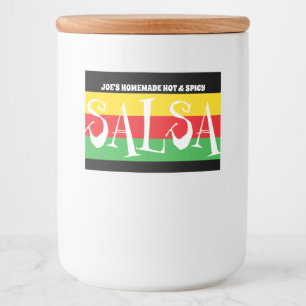 Hemlagad SALSA med röda grönt- och gultrandar Mat Etiketter