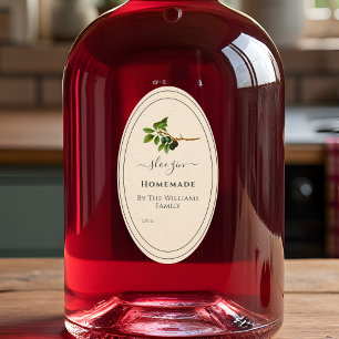Hemlagad Sloe Gin  med Vintageillustration Ovalt Klistermärke
