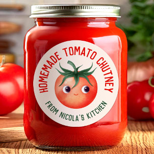 Hemlagad tomatchutney med din egen recept runt klistermärke