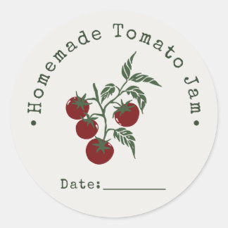 Hemlagad Tomatjam Konserveringsdatum Crimson Runt Klistermärke