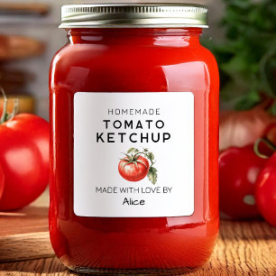 Hemlagad tomatketchup-etikett fyrkantigt klistermärke