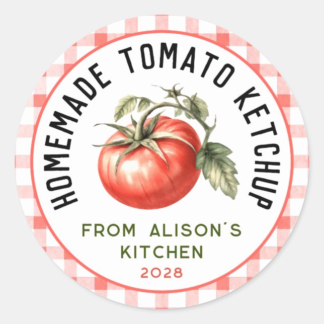 Hemlagad tomatketchup etikett vattenfärg tomat (Framsida)