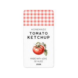 Hemlagad tomatketchup konserveringslapp adressetikett