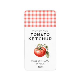 Hemlagad tomatketchup konserveringslapp adressetikett