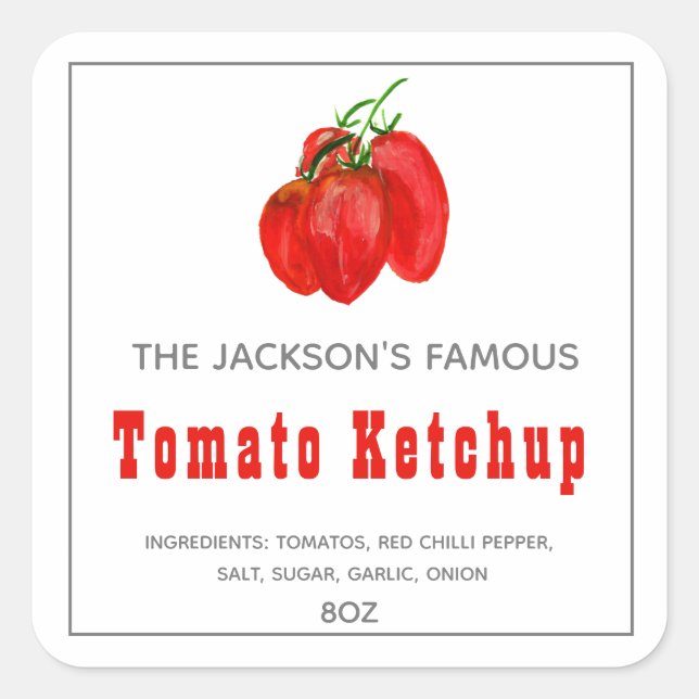 Hemlagad Tomatketchup | Sås Etikett (Framsida)