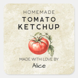 Hemlagad tomatketchup vintage etikett för konserve