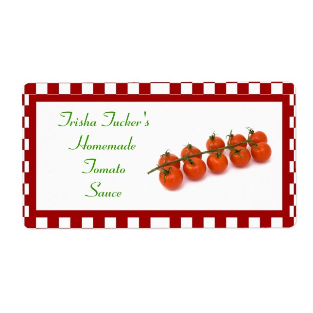 Hemlagad tomatsåsetikett fraktsedel (Framsidan)