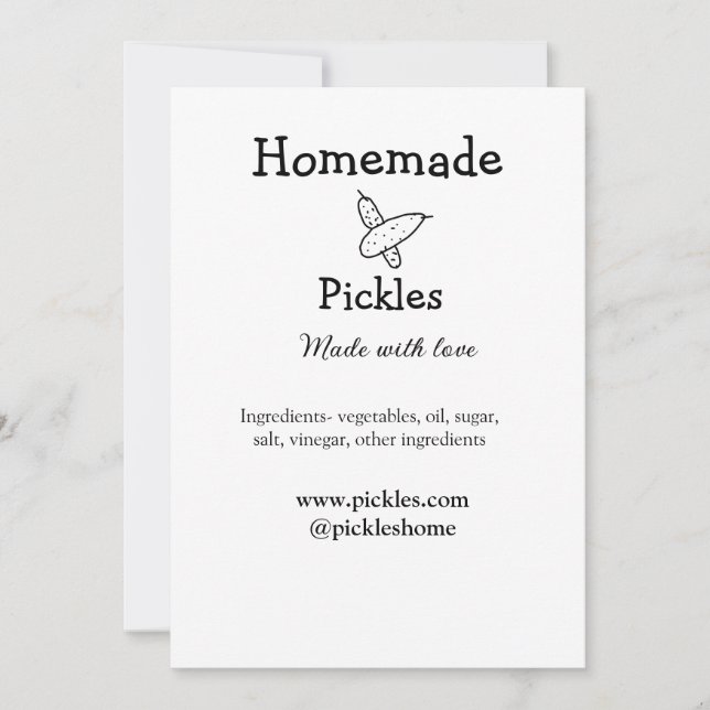 Hemlagade pickles gjorda med kärlek lägg till text inbjudningar (Framsida)