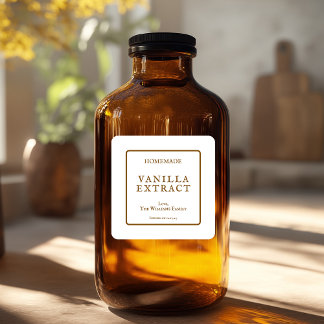 Hemlagade Vaniljextraktflasketiketter Fyrkantigt Klistermärke