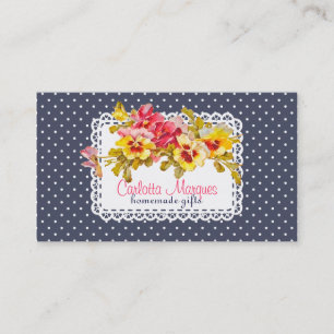 Hemlagade vintagePansyblommor & Doily Visitkort