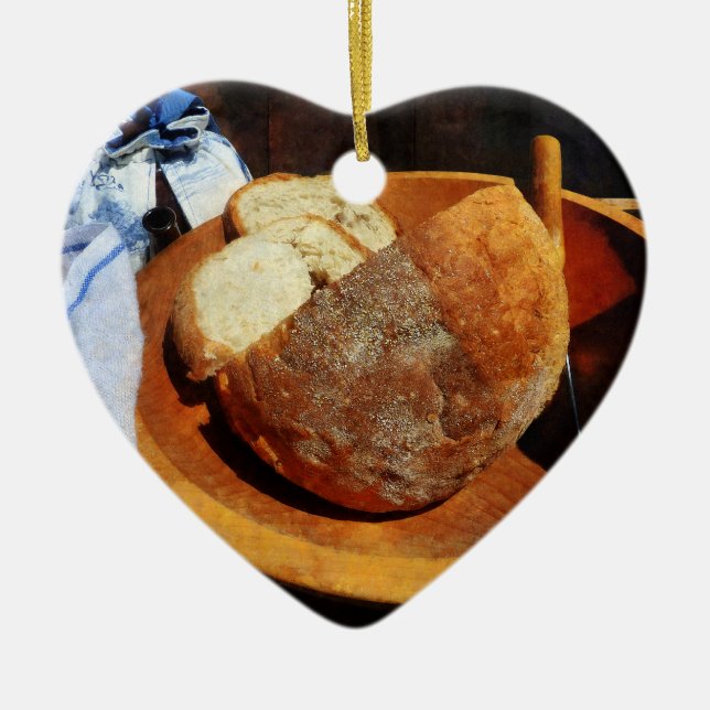 Hemlagat Bröd Julgransprydnad Keramik (Framsidan)