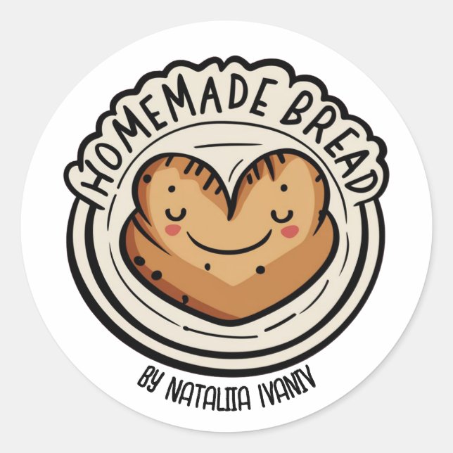 Hemlagat Bröd Runt Klistermärke (Framsida)