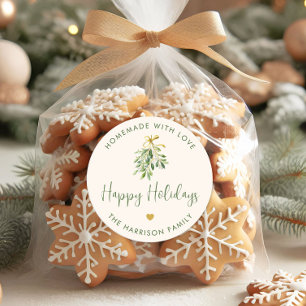 Hemlagat med kärlek jul present runt klistermärke