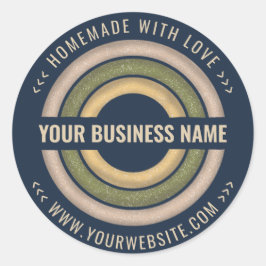 Hemlagat Med Kärlek | Marinblå Småföretag Runt Klistermärke