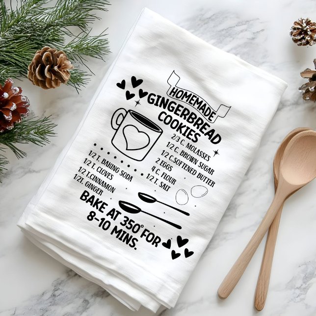 Hemlagat recept på pepparkaksgingkakor julklapp kökshandduk (Skapare uppladdad)