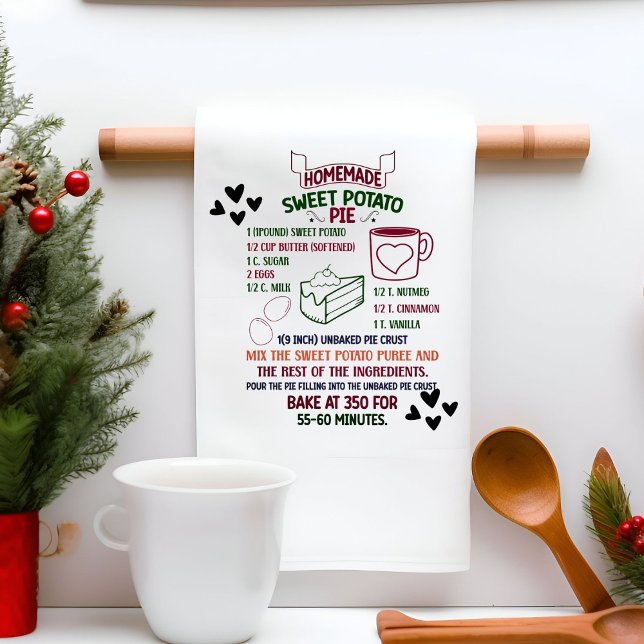 Hemlagat recept på sötpotatispaj Julklapp Kökshandduk (Skapare uppladdad)