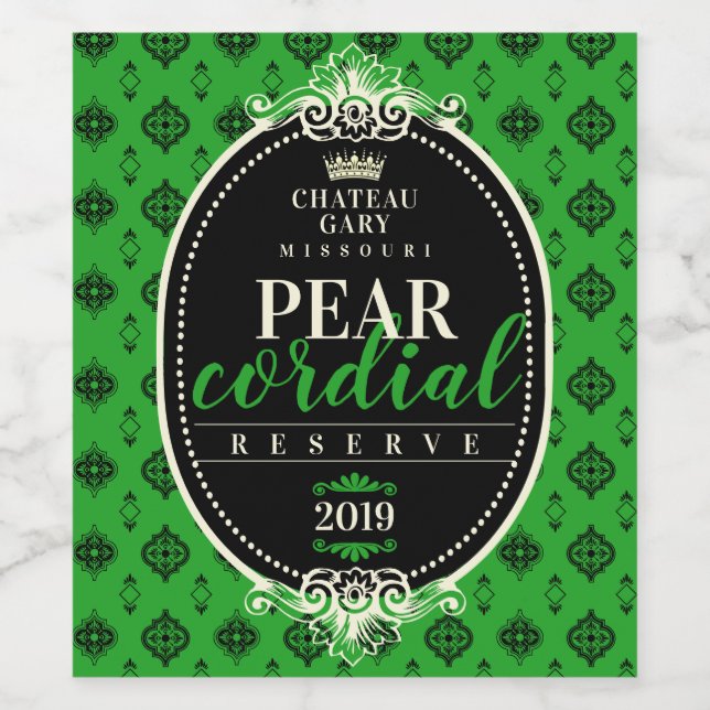 Hemlagat vin damask invecklad bröllop personlig vinflaska etikett (Singel etikett)