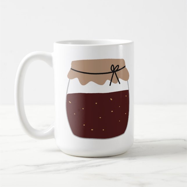 Hemlagd fruktmarmeladburk köksdekor kaffemugg (Vänster)
