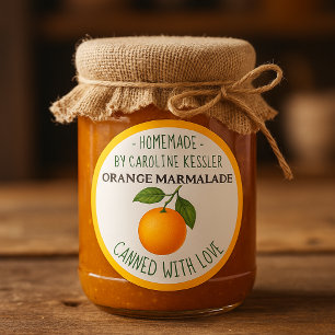 Hemlagd Orange Marmalad Konserveringsetikett Ark Runt Klistermärke