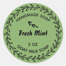 Hemlagd Tvål Country Rustik Krans Mintgrön Runt Klistermärke