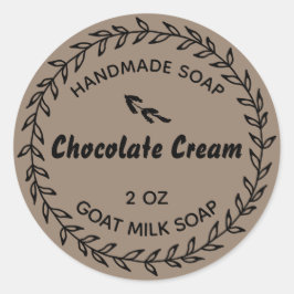 Hemlagd Tvål Rustik Lanthandels Krans Choklad Runt Klistermärke