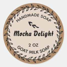 Hemlagd Tvål Rustik Lanthandels Krans Mocha Runt Klistermärke
